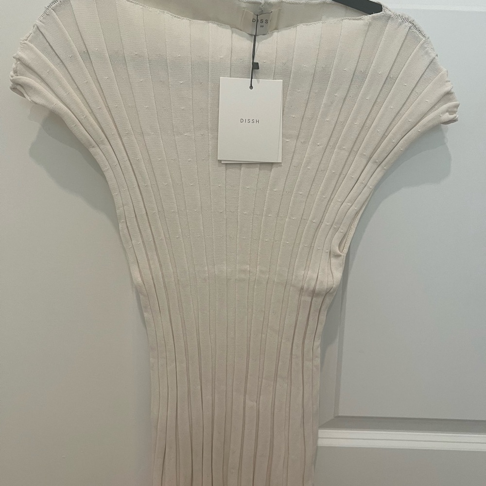 DISSH Cream Ribbed Knit Top - Picture 2 of 3